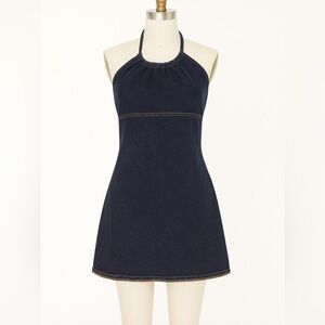 Vintage Denim Halter Mini Dress‎ - Size M